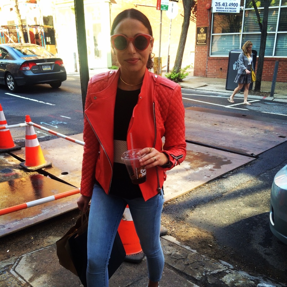Barbara Bui Red leather Motorcycle Jacket